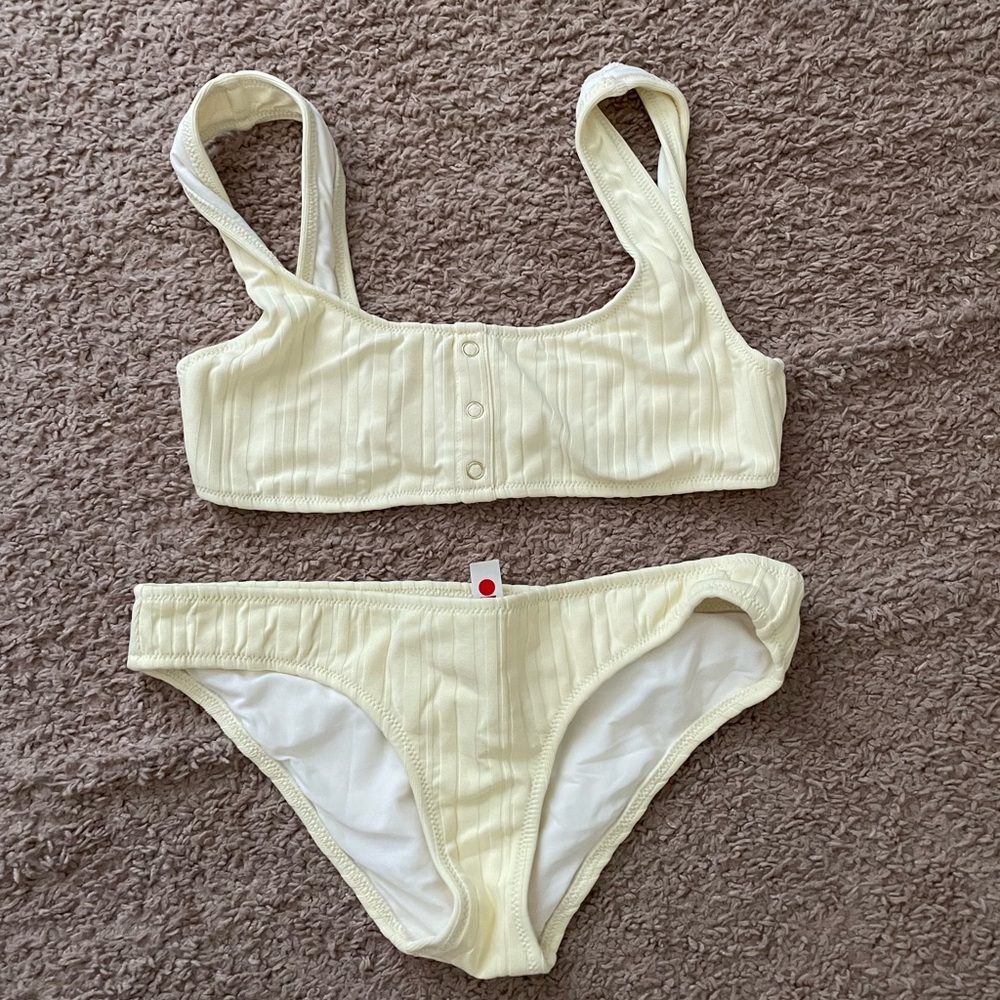 SOLID & STRIPED Cream Ribbed Bikini Set